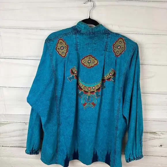 Vintage Sundance Hand Painted Southwestern Denim Jacket - Picture 5 of 6